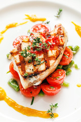 fish steak with vegetables