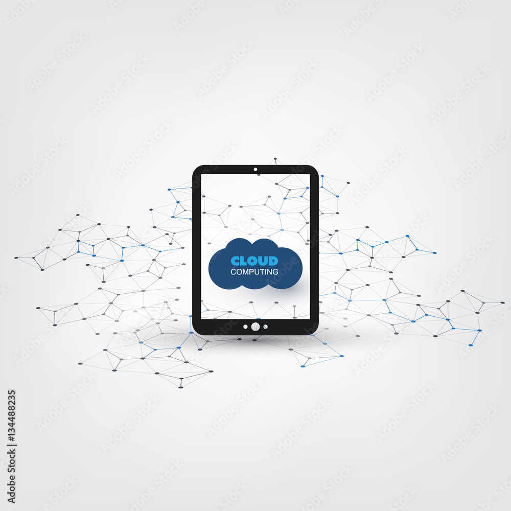 Poster cloud computing design concept - digital network connections, technology background