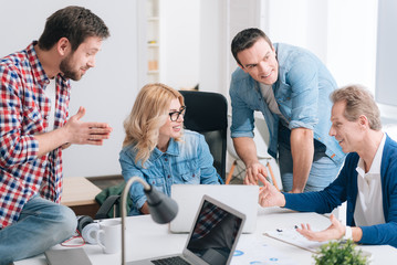 Friendly nice people working in team