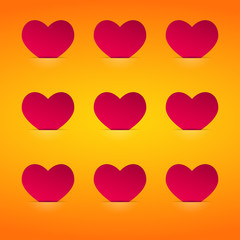 Red valentine cards in the pockets