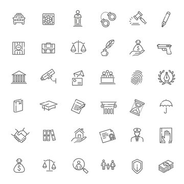 Legal, law and justice icon set