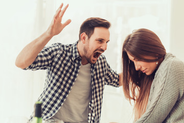 Fototapeta premium Man and woman in disagreement