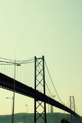 View of 25th of April Bridge in Lisbon, Portugal