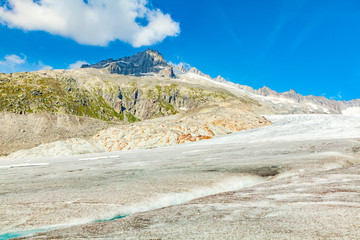 ice gap on rhone glacier in switzerland