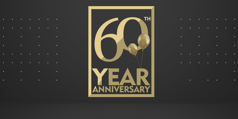 60 th year anniversary gold typography logo