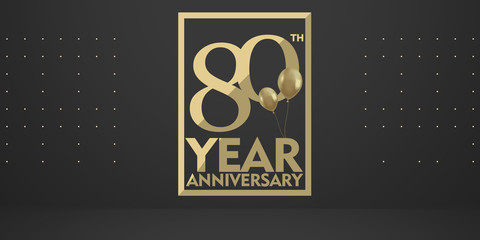 80 th year anniversary gold typography logo