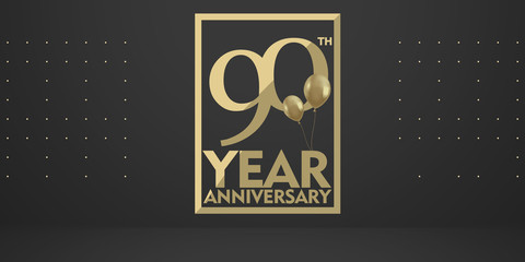 90 th year anniversary gold typography logo