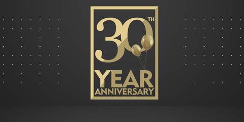 Fototapeta na wymiar 30th year anniversary gold typography logo
