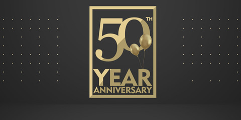 50th year anniversary gold typography logo