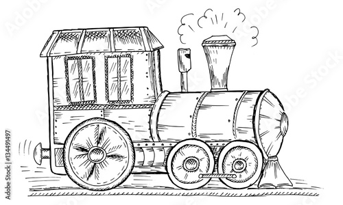 "Hand Drawn Sketch train, Vector Illustration" Stockfotos und