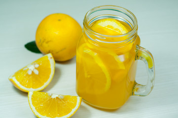 Fototapeta na wymiar Fresh orange juice from orange fruit fresh