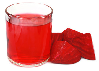 Fresh Beet with juice in glass