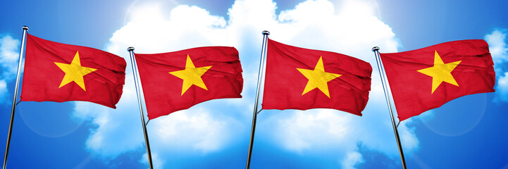 Vietnam flag, 3D rendering, on cloud background