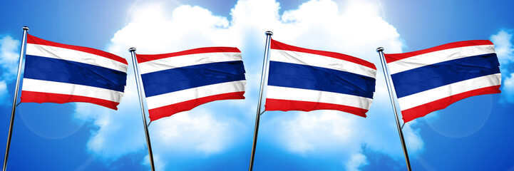Thailand flag, 3D rendering, on cloud background