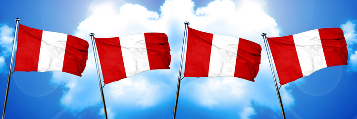 Peru flag, 3D rendering, on cloud background