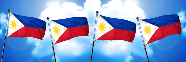 Fototapeta na wymiar Philippines flag, 3D rendering, on cloud background