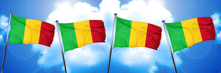 Mali flag, 3D rendering, on cloud background