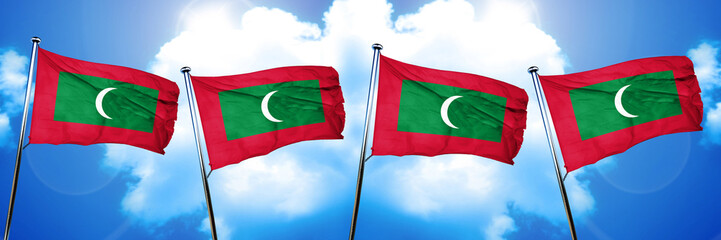 Maldives flag, 3D rendering, on cloud background