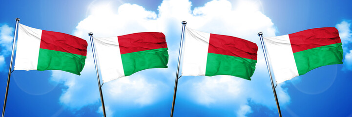 Madagascar flag, 3D rendering, on cloud background