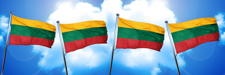 Lithuania flag, 3D rendering, on cloud background