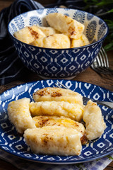 Lazy dumplings with cinnamon and sugar.