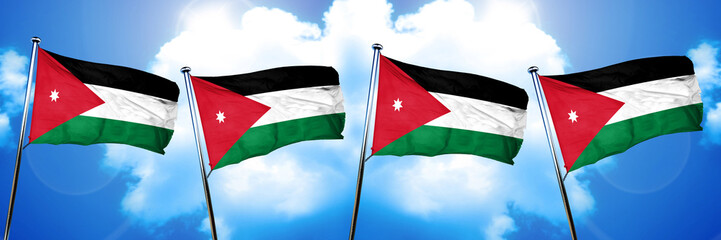 Jordan flag, 3D rendering, on cloud background