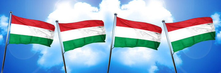 Fototapeta na wymiar Hungary flag, 3D rendering, on cloud background