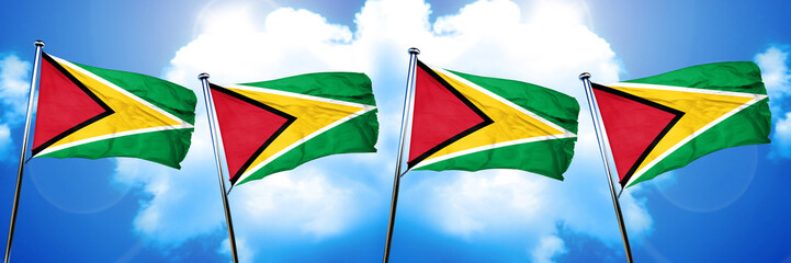 Guyana flag, 3D rendering, on cloud background