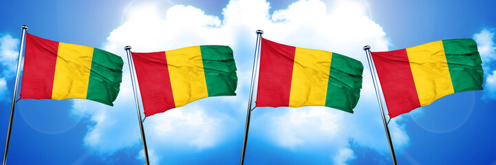 Guinea flag, 3D rendering, on cloud background