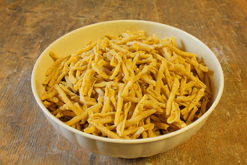 pasta homemade in a bowl on the table