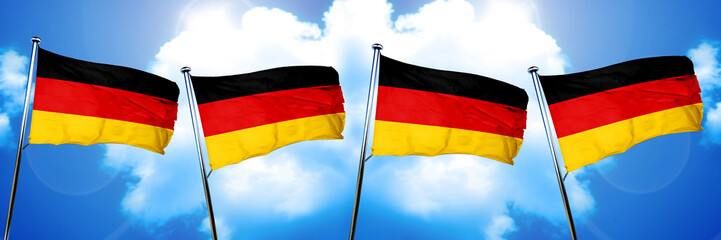 German flag, 3D rendering, on cloud background