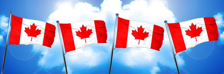 Canada flag, 3D rendering, on cloud background