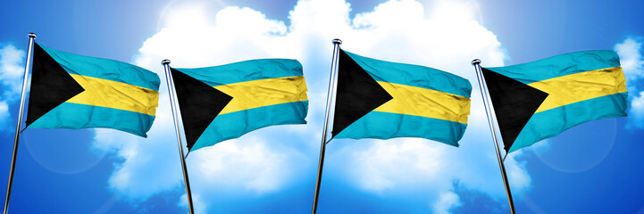 Bahamas flag, 3D rendering, on cloud background