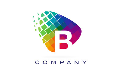 Letter B Colourful Rainbow Logo Design.