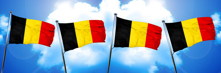 Belgium flag, 3D rendering, on cloud background