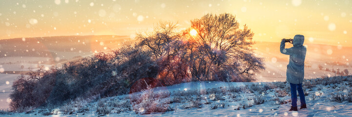 Sundown in a Winter Landscape