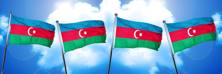 Fototapeta na wymiar Azerbaijan flag, 3D rendering, on cloud background
