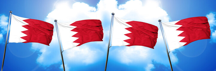 Bahrain flag, 3D rendering, on cloud background