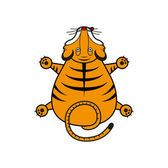 Cartoon vector tiger. cub top view.