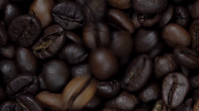 Rotating and falling Coffee beans