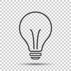 Halogen lightbulb icon. Light bulb sign. Electricity and idea symbol. Thin line icon on isolated background. Flat vector illustration.