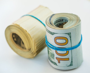 Roll of hundred dollars