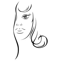 Line drawing beautiful woman face - 134500032