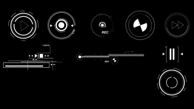 Futuristic Interface Elements. Three screens containing high quality futuristic elements. It's ideal for the compositing of a movie or animation material. 