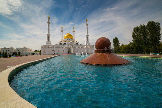 Nur Astana Mosque in Astana, Kazakhstan. It is the second largest mosque in Kazakhstan