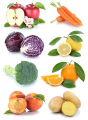 Obst und Gemüse Früchte Apfel Orange Karotten Möhren Pfirsich