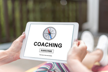 Coaching concept on a tablet
