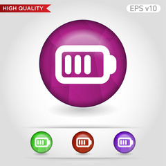 Colored icon or button of battery symbol with background