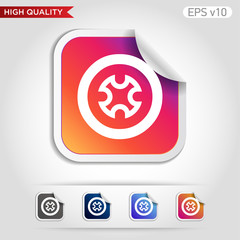 Colored icon or button of cross symbol with background