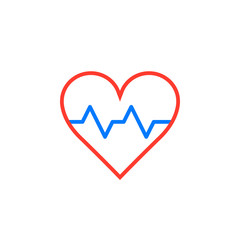 Heartbeat symbol. heart beat pulse line icon, outline vector logo illustration, linear pictogram isolated on white